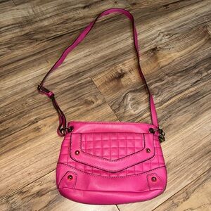 Jessica Simpson Pink Faux Leather Crossbody Purse
